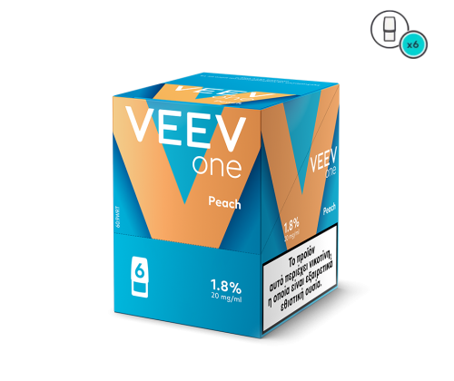 Veev one peach vape device packaging on a white background