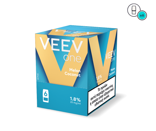Veev one Melon Coconut vape device packaging on a white background
