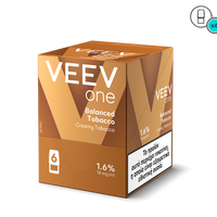 Veev one Balanced Tobacco vape device packaging on a white background