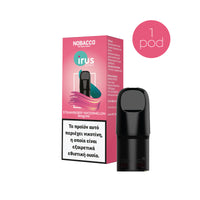 Packaging of Nobacco Irus Pod with Strawberry Watermelon flavor, featuring the product image of the pod and the box with branding and flavor indication.