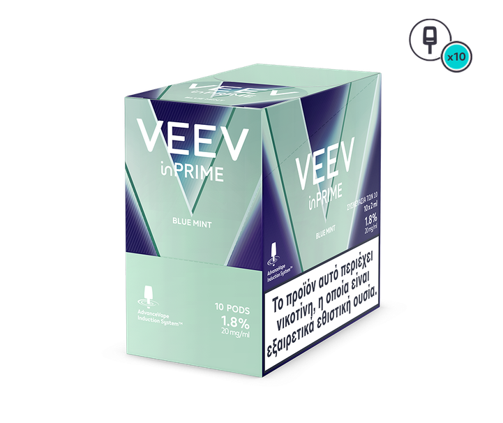 Veev inPrime Blue Mint packaging on a white background