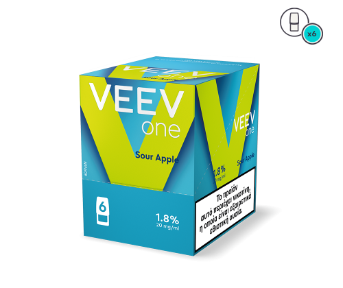 Veev one Sour Apple vape device packaging on a white background