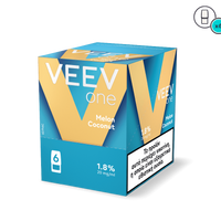 Veev one Melon Coconut vape device packaging on a white background