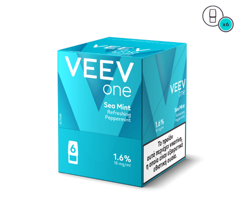 Veev one Sea Mint refreshing peppermint vape device packaging on a white background