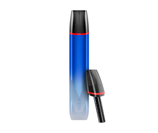 VEEV inPRIME
 Blue and black cylindrical product with a cap on a white background